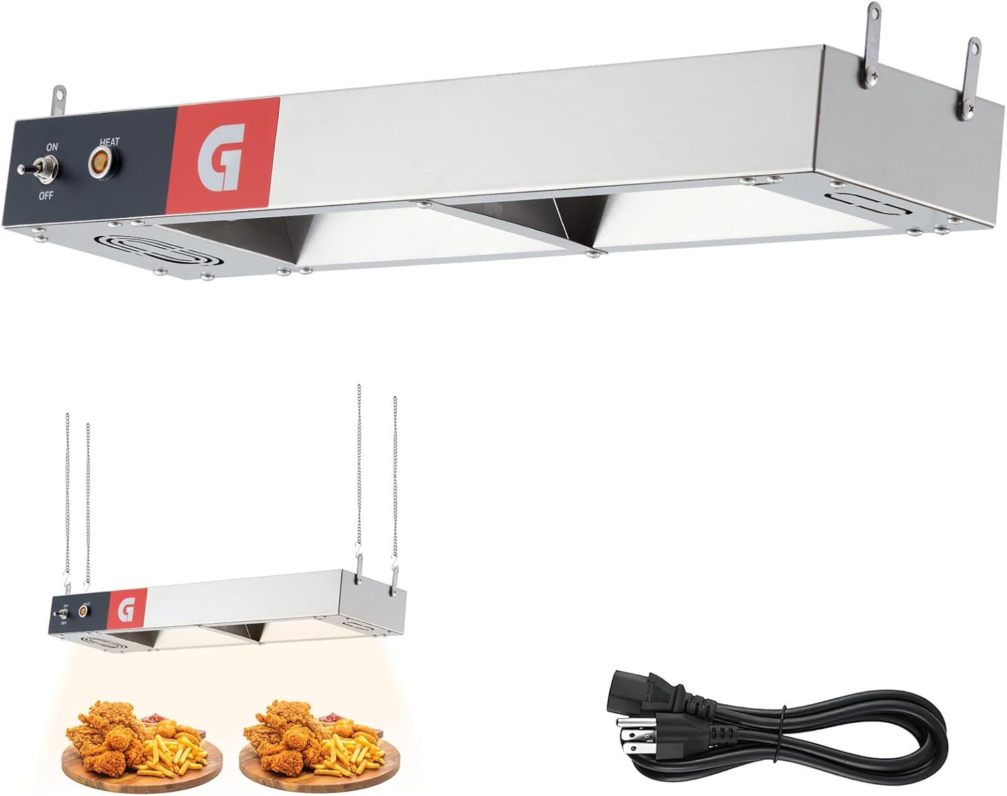 Lámpara infrarroja acero inox 750W para restaurantes
