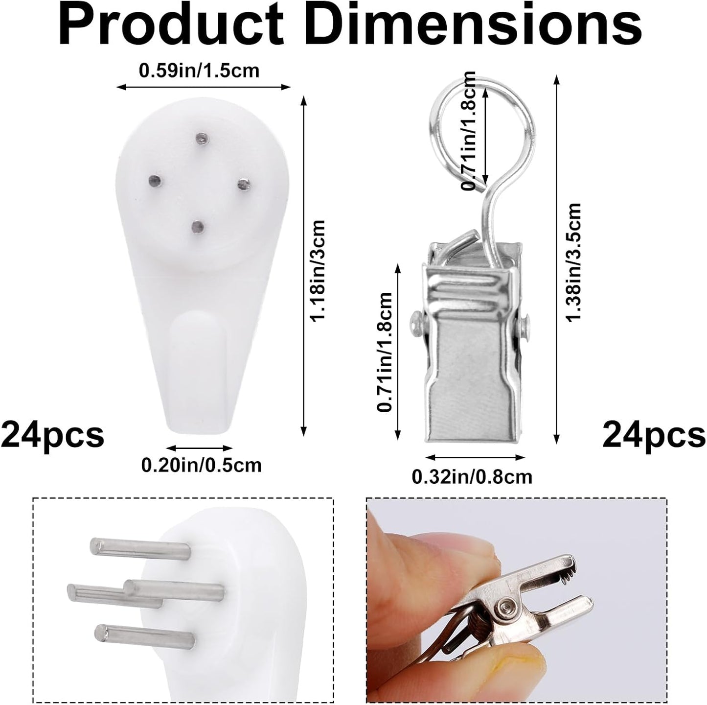 24 Perchas para Tapiz con Clips Metal Accesorio Durable