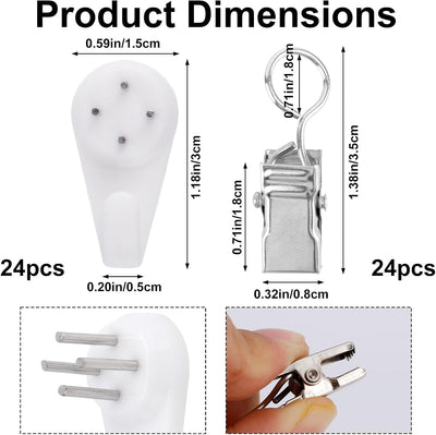 24 Perchas para Tapiz con Clips Metal Accesorio Durable