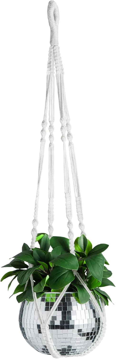 Colgador macramé algodón 35pulg para plantas decoración bohemia