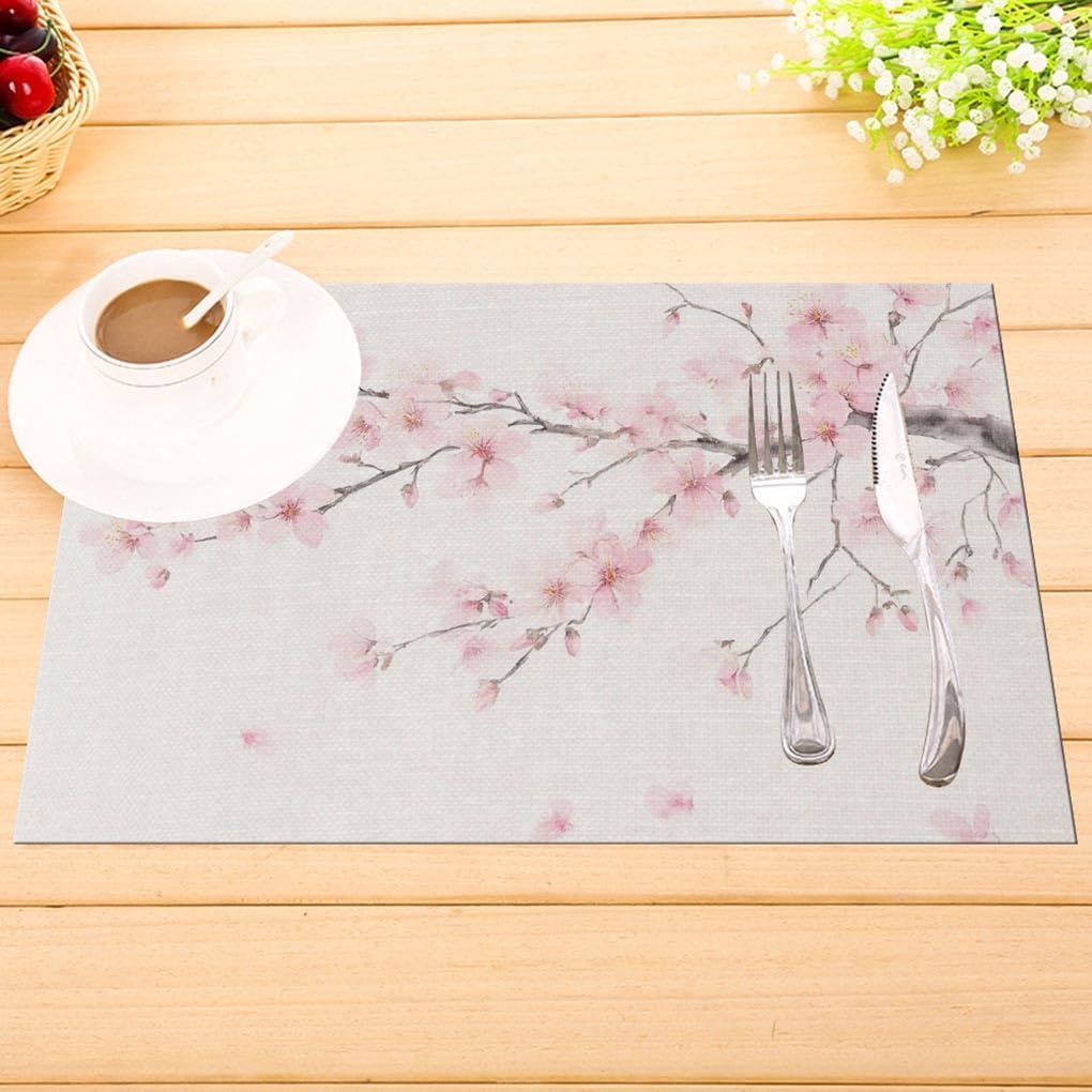 Manteles individuales Sakura con ramas de cerezo y flores sin costuras resistente al calor