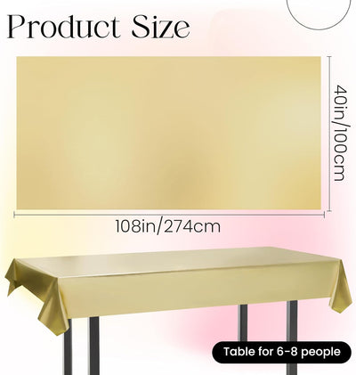 Mantel de plástico dorado 4 piezas acabado mate metálico 40 x 108 pulgadas