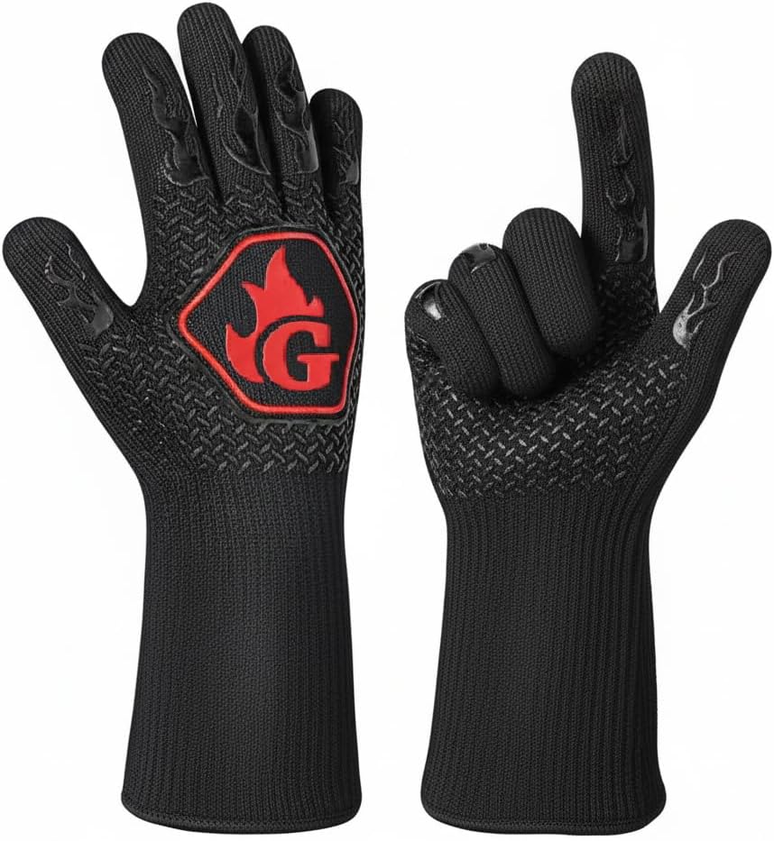 Guantes barbacoa algodón aramida silicona 14.2pulg set 2