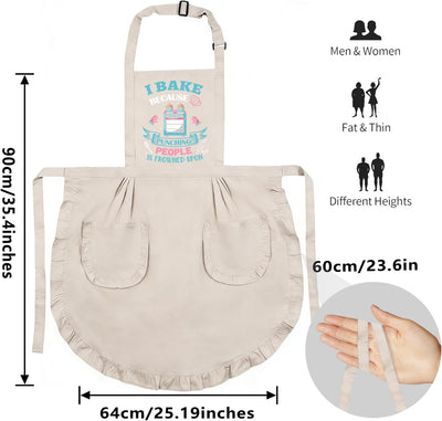 Delantal para hornear mujer con bolsillo y texto I Baking Because People is Frowned