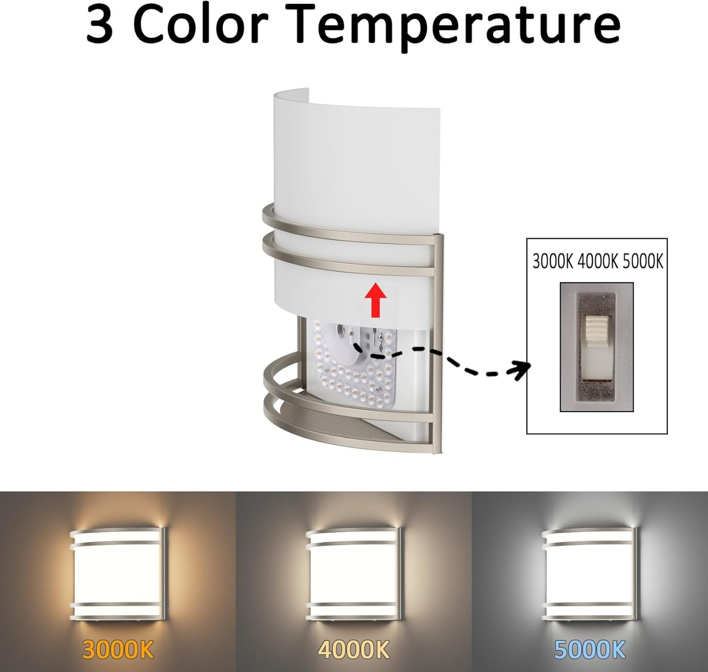 Aplique LED pared 15W 3000-5000K níquel moderno pasillo dormitorio