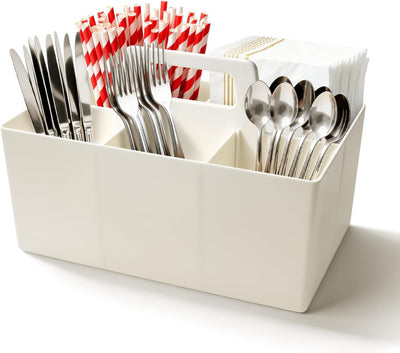 Organizador de cubiertos con asa para cocina, oficina y baño