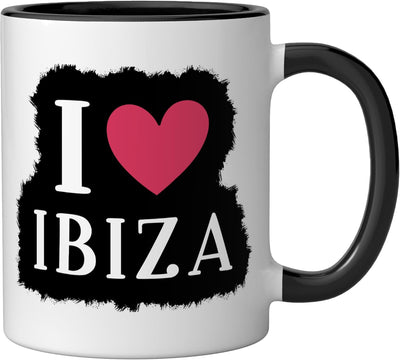 Taza cerámica I Love Ibiza España negra/blanca