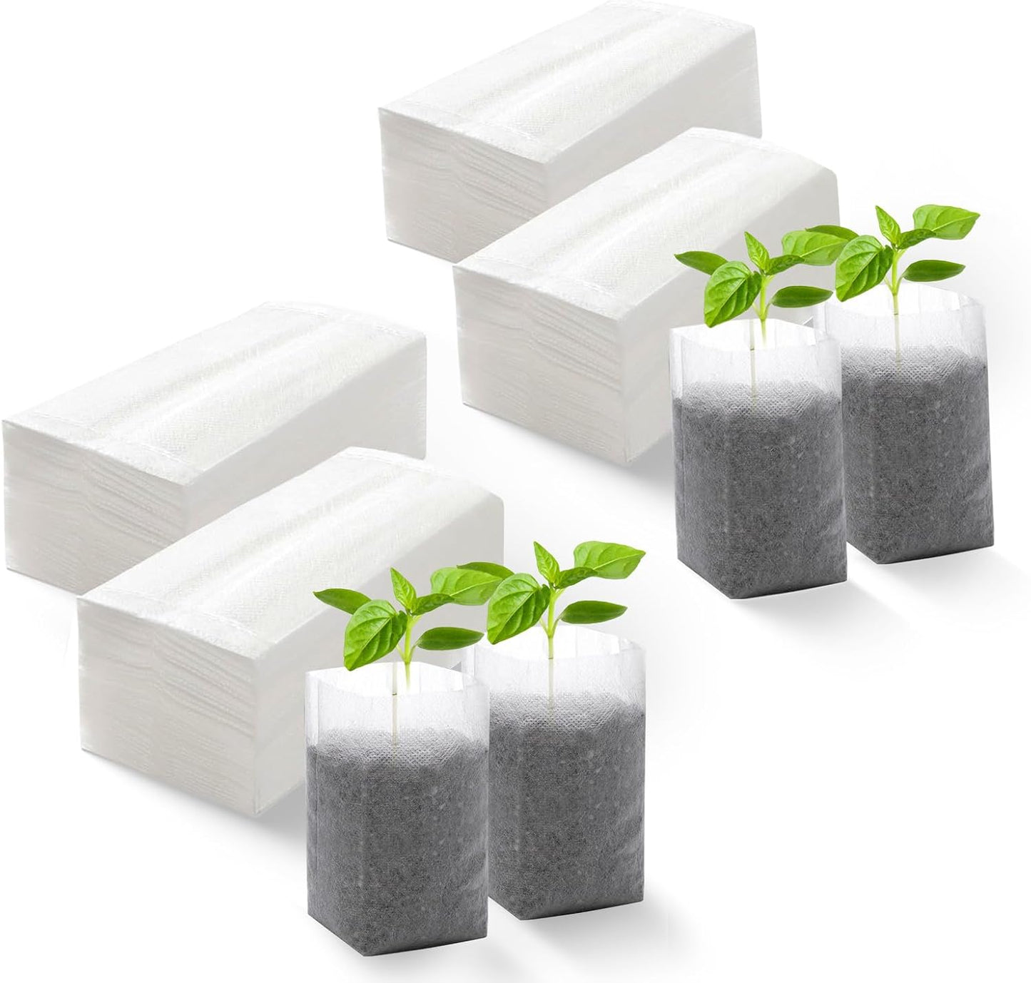 200 Bolsas Cultivo 5.5x6.3pulg Biodegradables Jardín