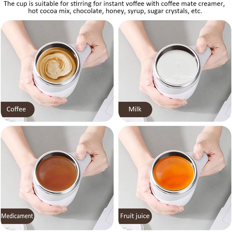 Taza autoagitadora de acero inoxidable para chocolate caliente, moca y matcha