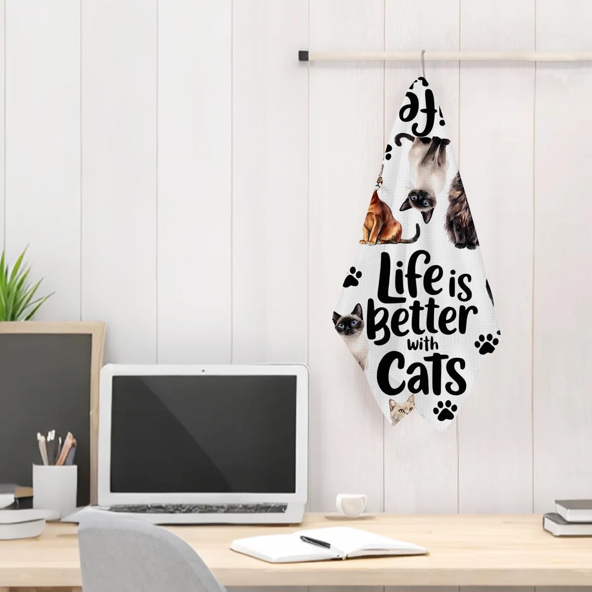 Toalla cocina reutiliz. floral 24x14pulg para gatos