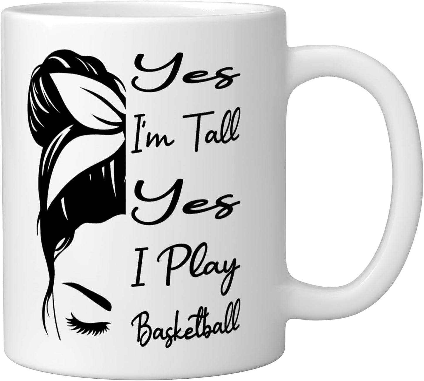 Taza de cerámica para jugador alto de baloncesto blanco