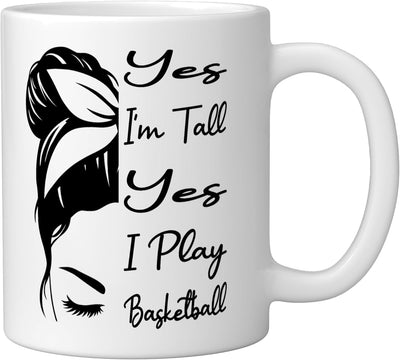 Taza de cerámica para jugador alto de baloncesto blanco