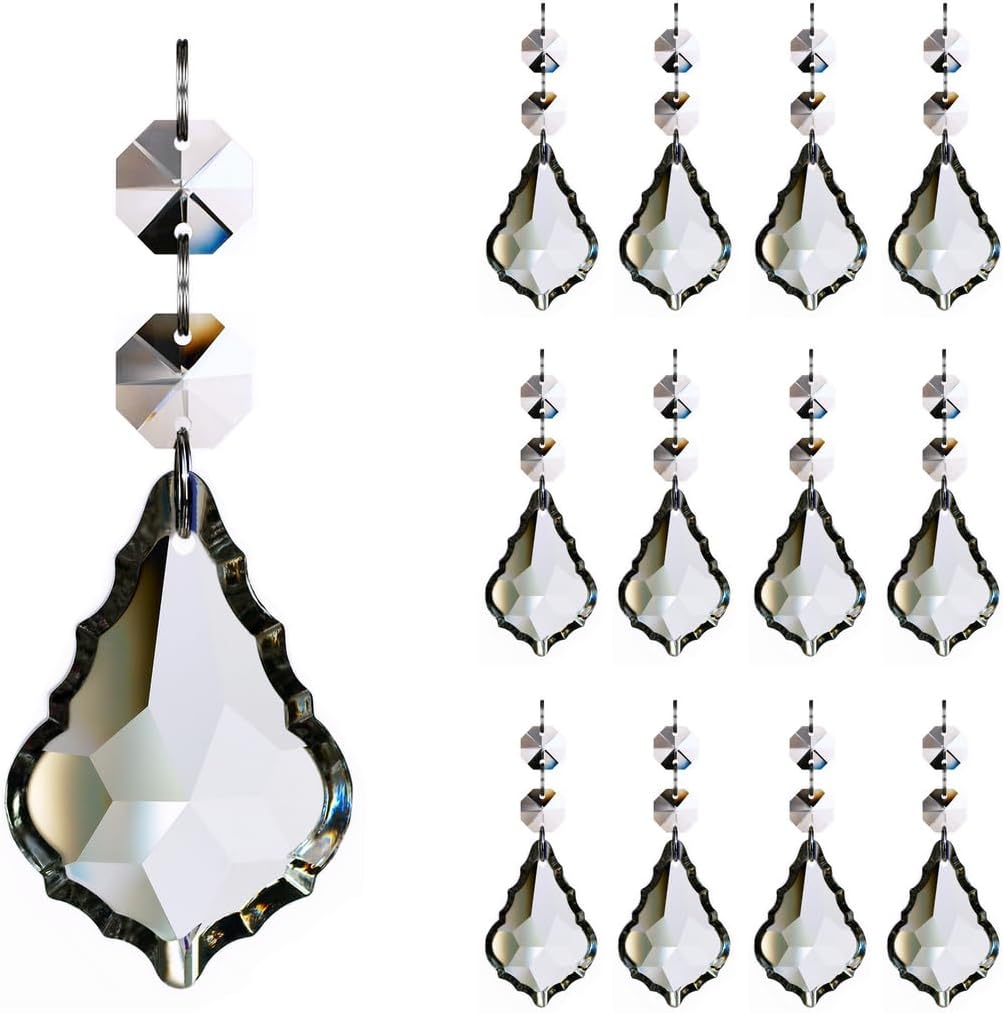12 Pzas Cristal Hoja Arce Colgante para Candelabro
