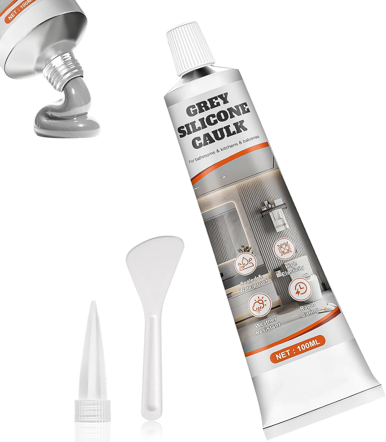 Sellador silicona gris impermeable para baño cocina ducha