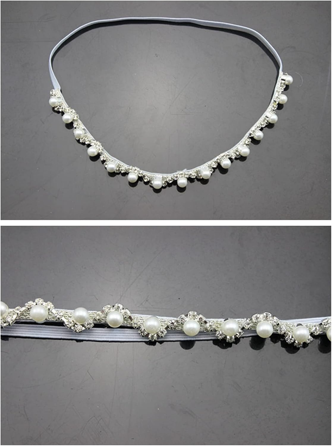 Diadema perlas accesorios foto recién nacido blanco