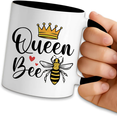 Taza de café para mujer abeja reina cerámica doble cara 11 oz regalo dia de la madre