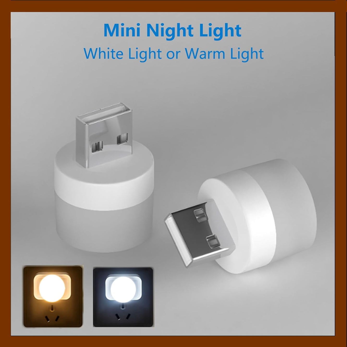 6 Pzas Luz Nocturna USB LED Ahorro Energía Caliente