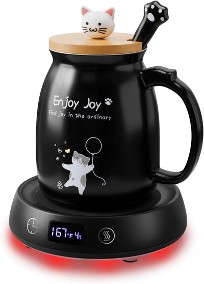 Calentador taza café con set tazas gato 8h autoapagado