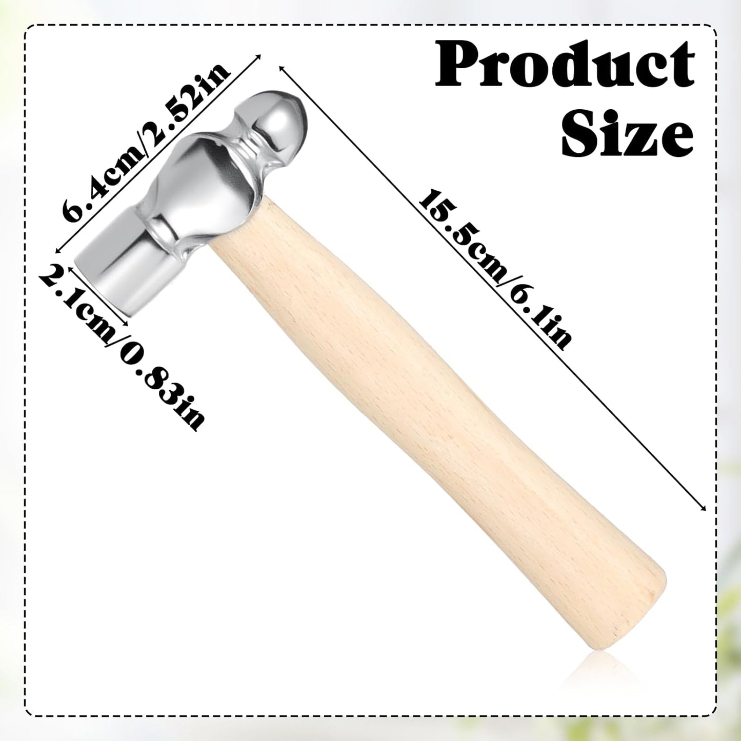 Martillo de bola mango madera mini reforzado cabeza redonda
