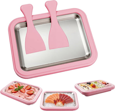 Máquina de helados enrollada manual acero inoxidable rosa