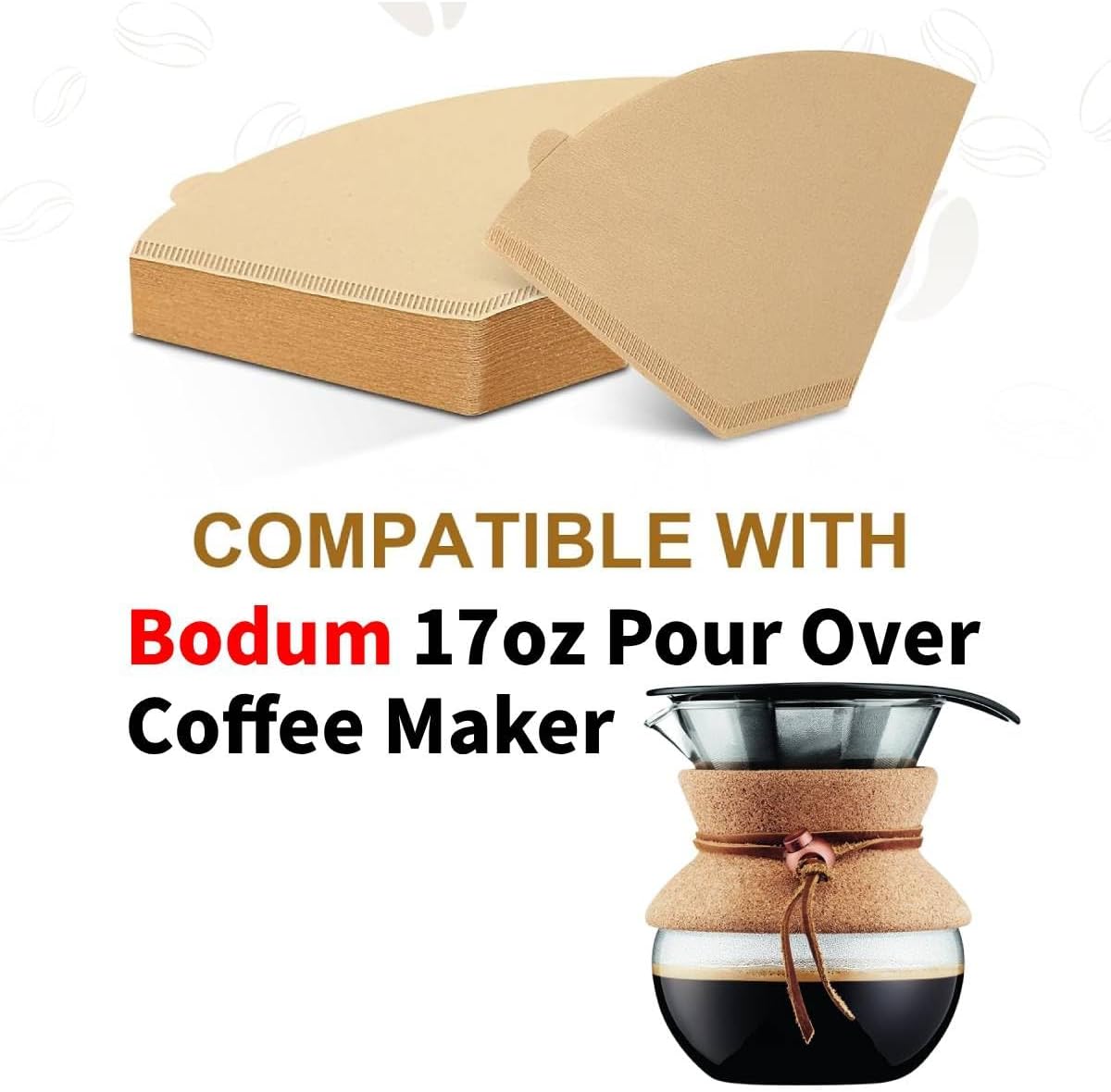 Filtros de café conos de papel Bodum sin blanquear 100 unidades