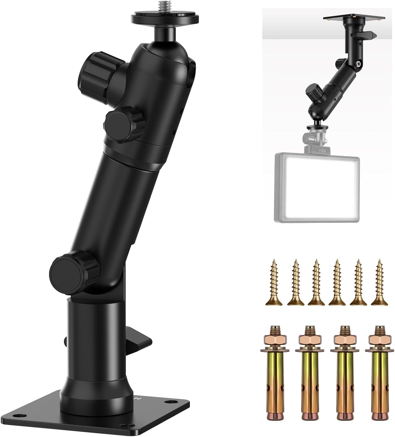 Soporte pared base doble 360° cabeza bola 1/4pulg para cámara