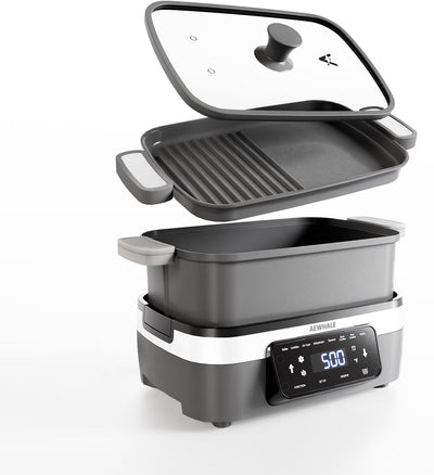 Sartén eléctrica multifuncional con parrilla 1500W