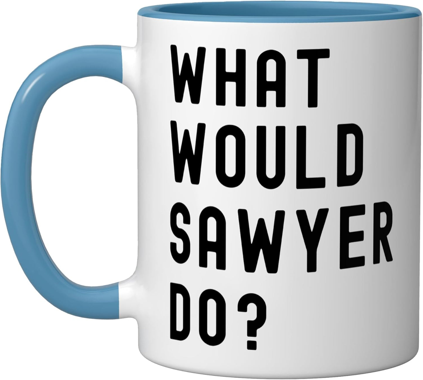 Taza cerámica What Would Sawyer Do? Azul/blanco