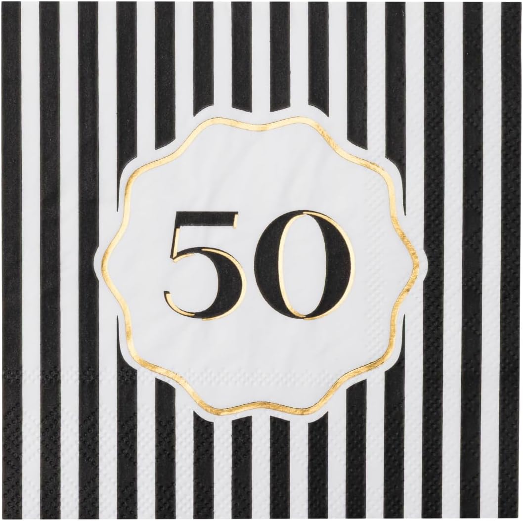 Servilletas fiesta cumpleaños 50 años lámina dorada