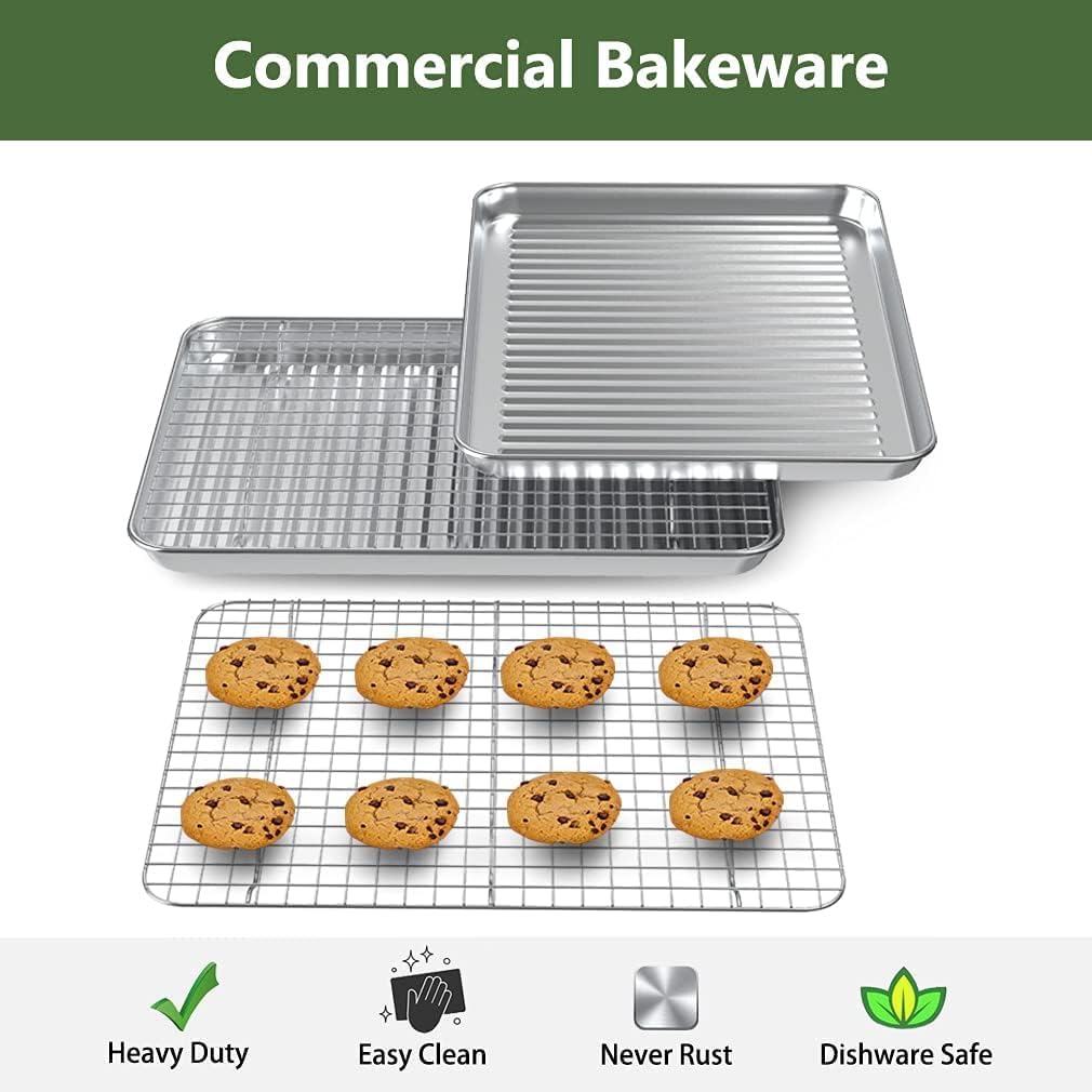 Set Bandejas Hornear Acero Inox Con Estante Antiadherente
