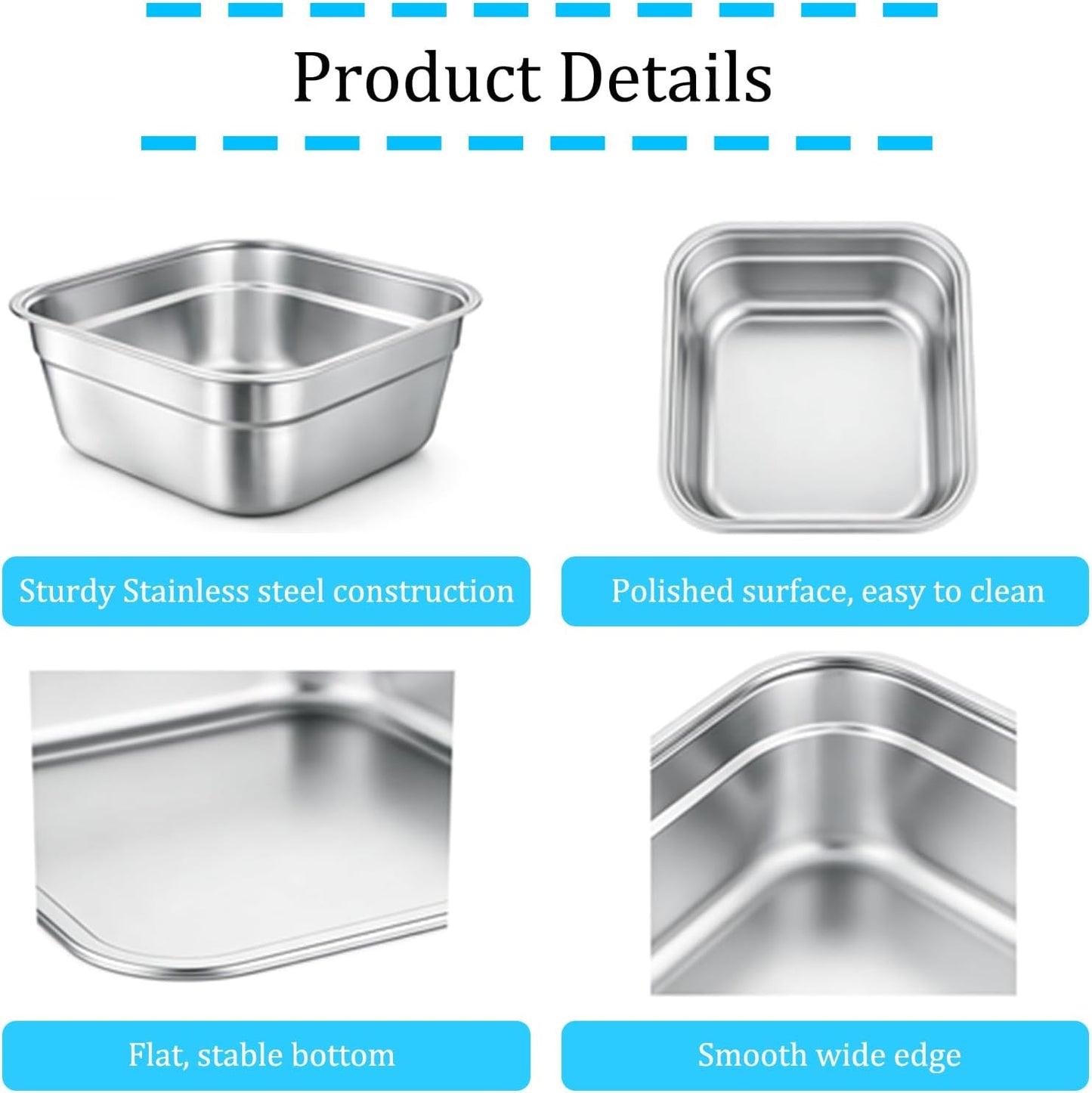 Cuenco acero inox tina cuadrada grande fregadero cocina
