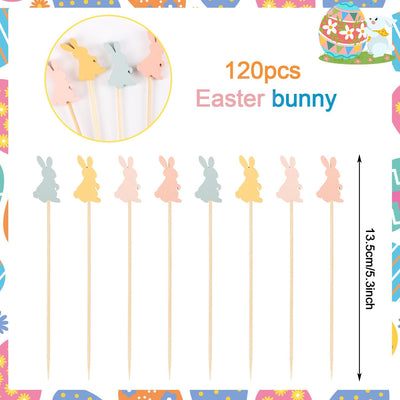 Palillos de cóctel de Pascua de bambú natural para aperitivos y decoración