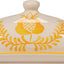 Plato mantequera cerámica diseño botánico amarillo y blanco