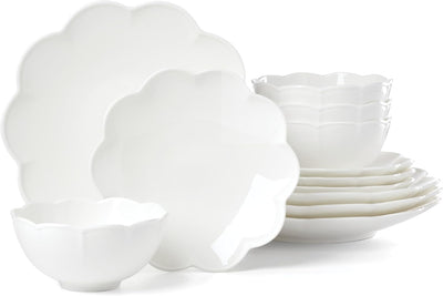 Set 12 Pzas Vajilla Porcelana Hueso Apto Lavavajillas