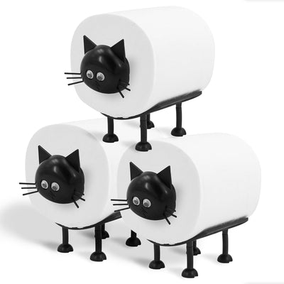 Portarrollos papel higiénico gato soporte almacenamiento negro 3D
