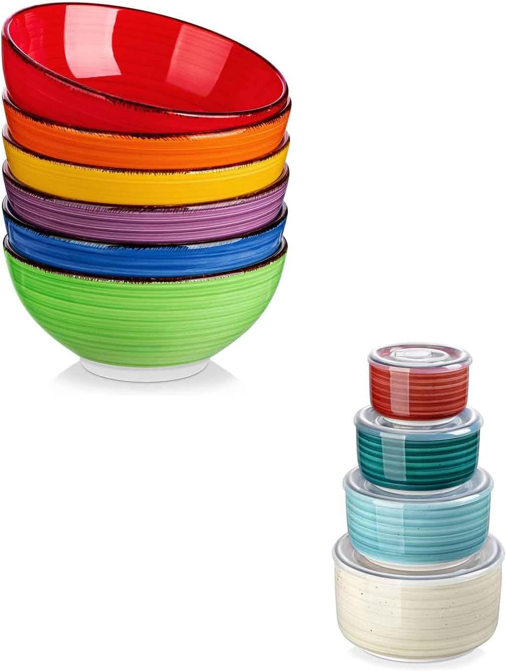 Set 6 Cuencos Cerámica con Tapas 4 Pzas
