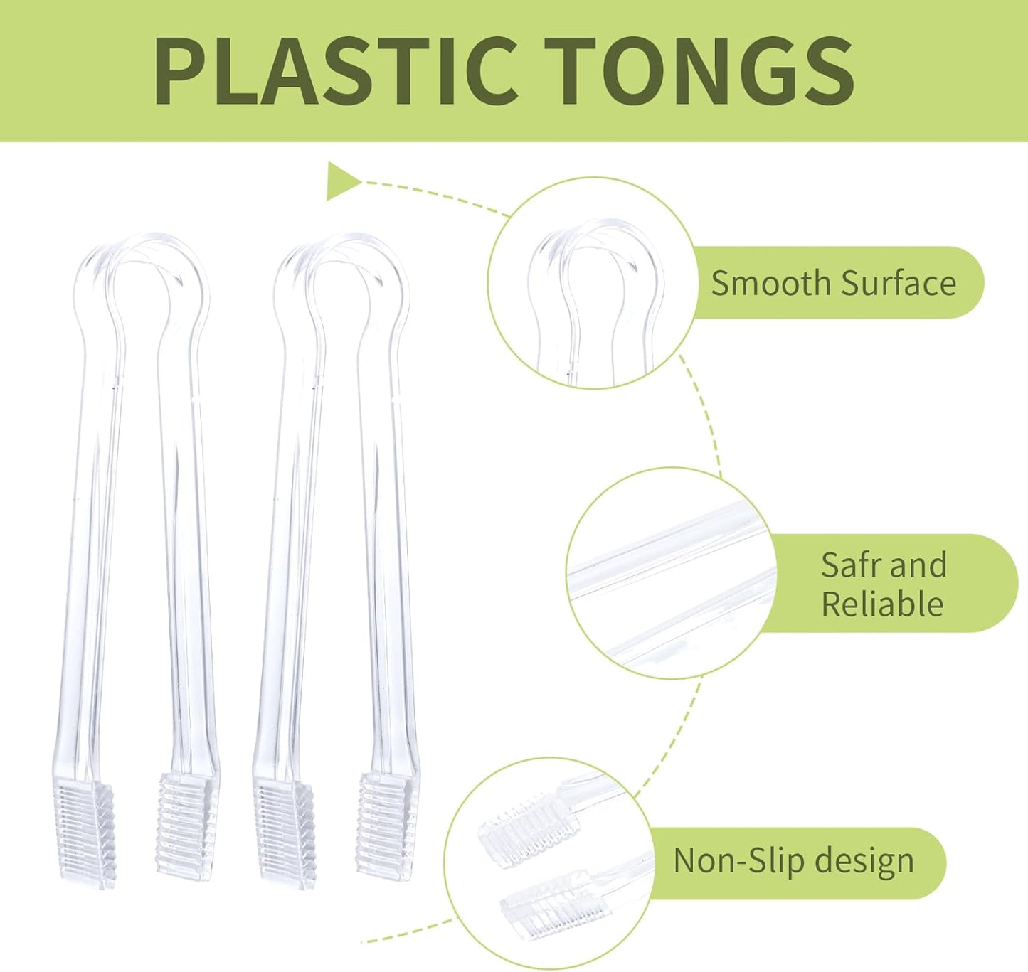8 Pinzas Plástico Transparente Bordes Dentados para Buffet Catering