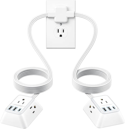 Cable extensión doble 12ft con 3 salidas CA, USB-A y USB-C