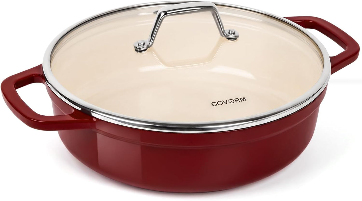 Estofador Hierro Fundido Esmaltado 4.5qt Tapa Vidrio