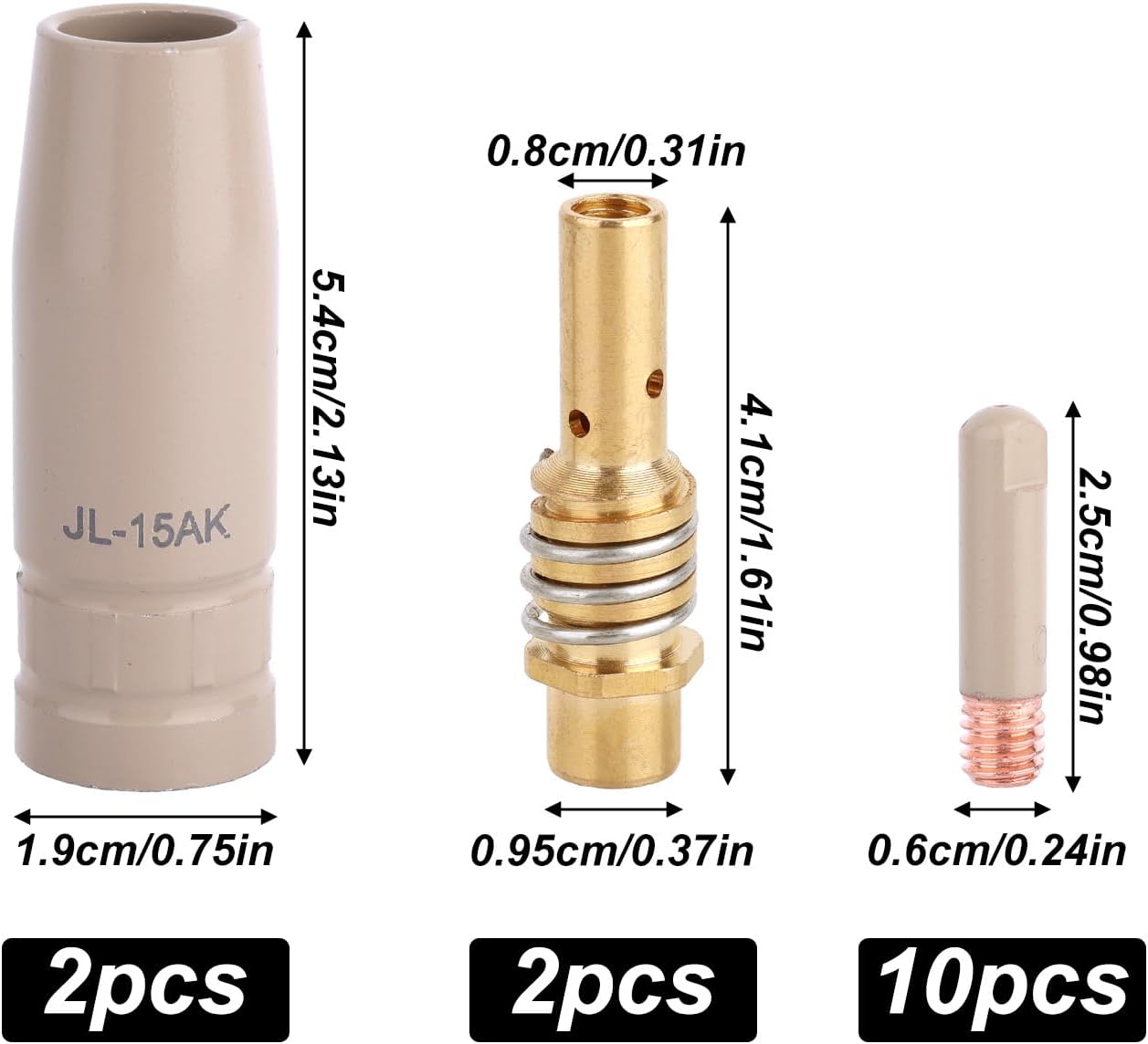 14 Puntas Boquilla Soldadura MIG 0.035pulg 2 Difusores