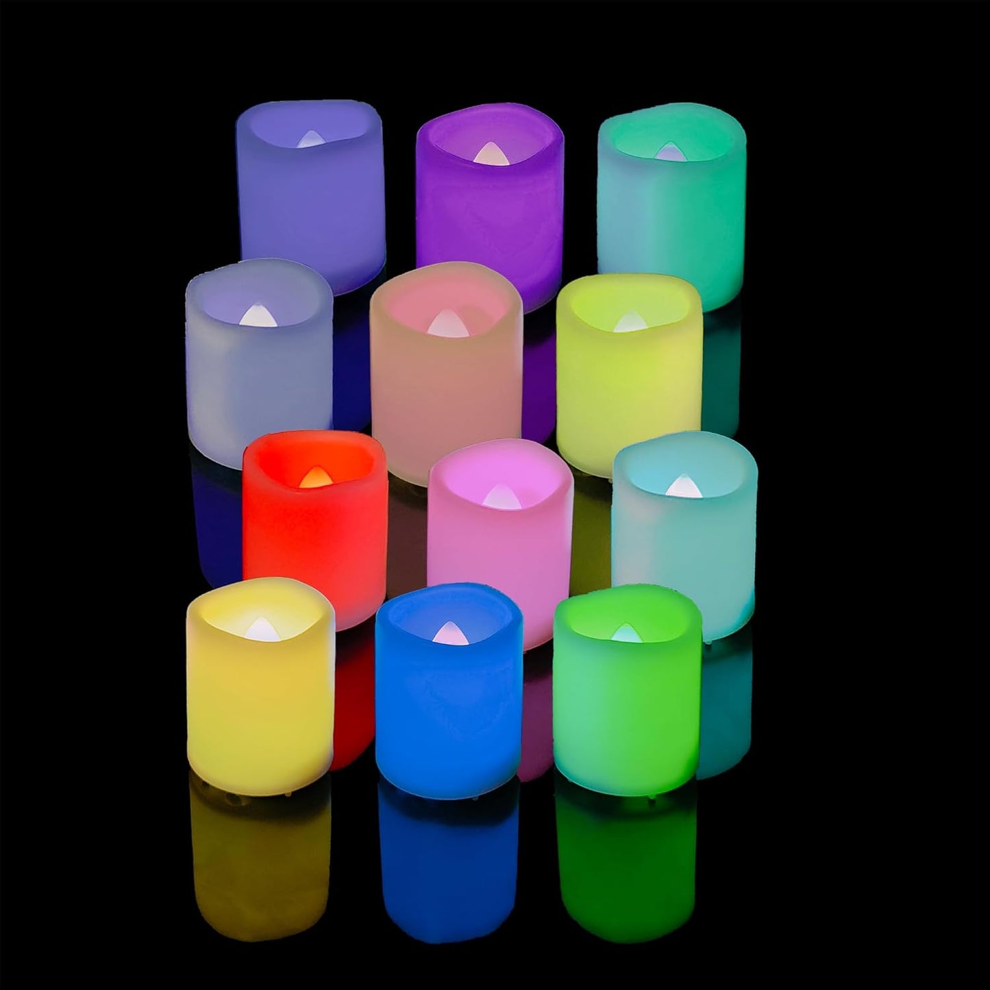 12 Velas Votivas LED Multicolor Sin Llama Con Pilas Decoración