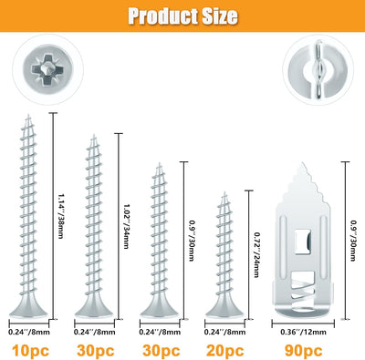 Set 180 Anclajes Autoperforantes Metal Resistente Plateado