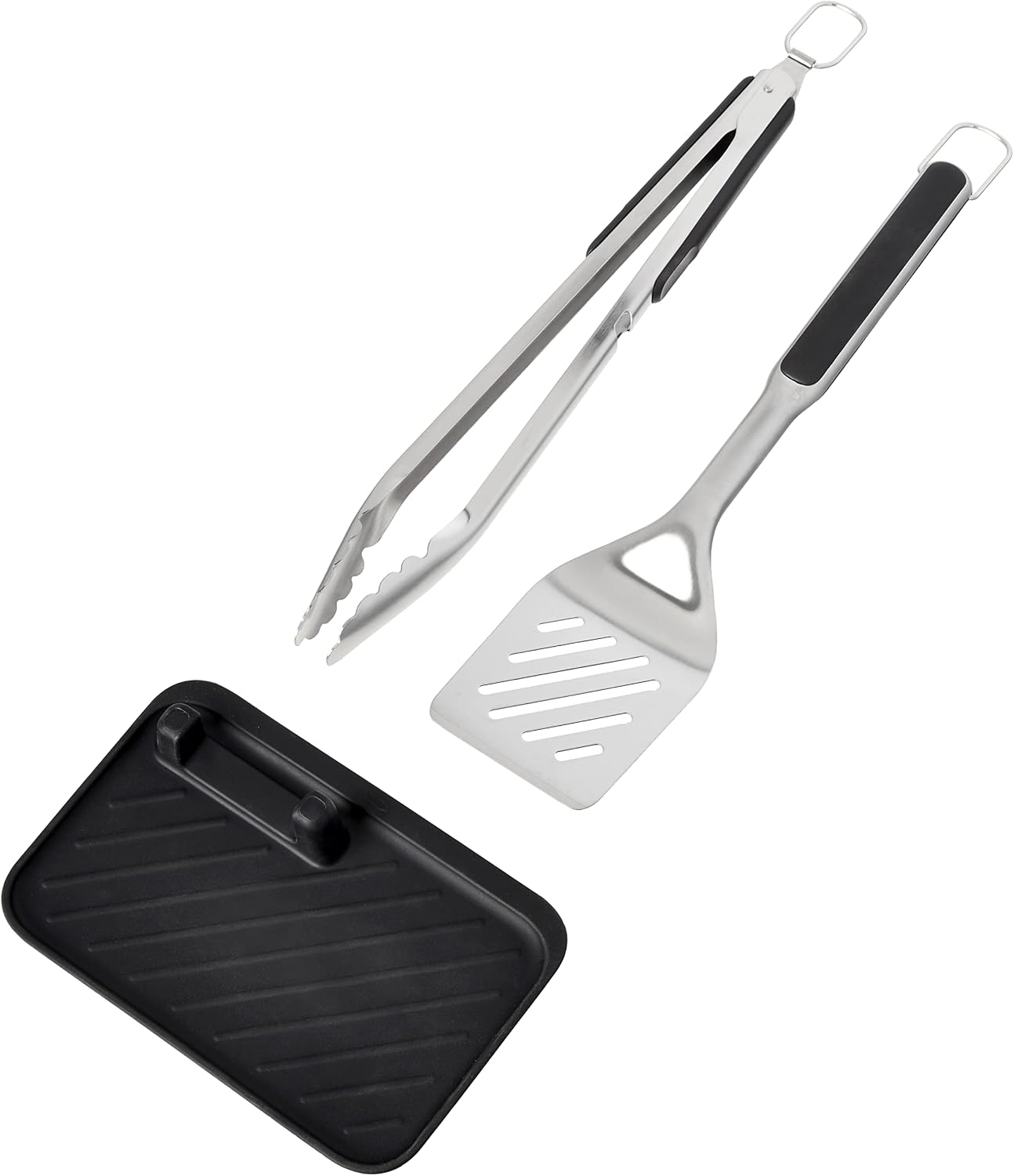 Set 3 pinzas asar parrilla soporte girar color negro