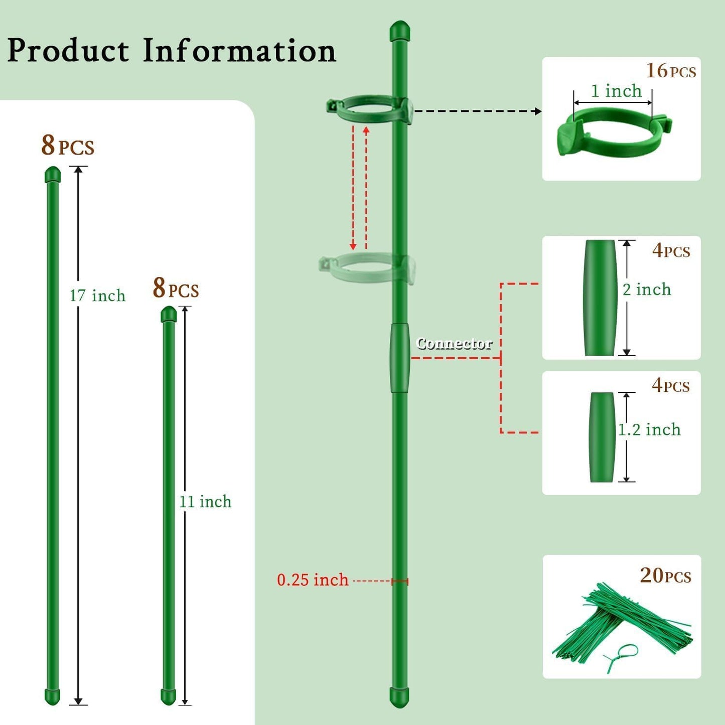 Estacas para plantas 17 y 11 pulg ajustables 16 pzas