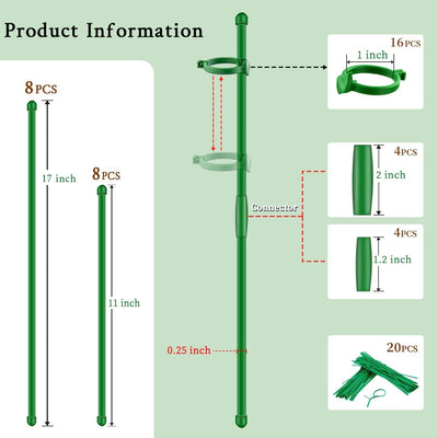 Estacas para plantas 17 y 11 pulg ajustables 16 pzas
