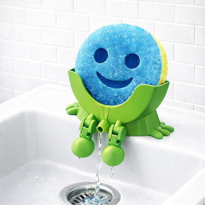 Estante para fregadero Drip Daddy con drenaje y organizador de jabón verde