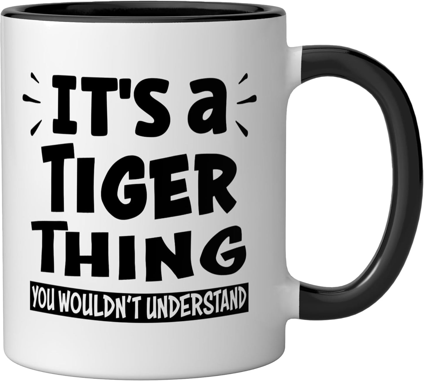 Taza cerámica para amantes de animales con dibujo de tigre negro y blanco