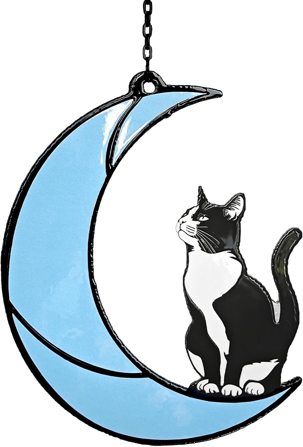 Ornamento colgante gato luna sol vidrio estilo esmoquin