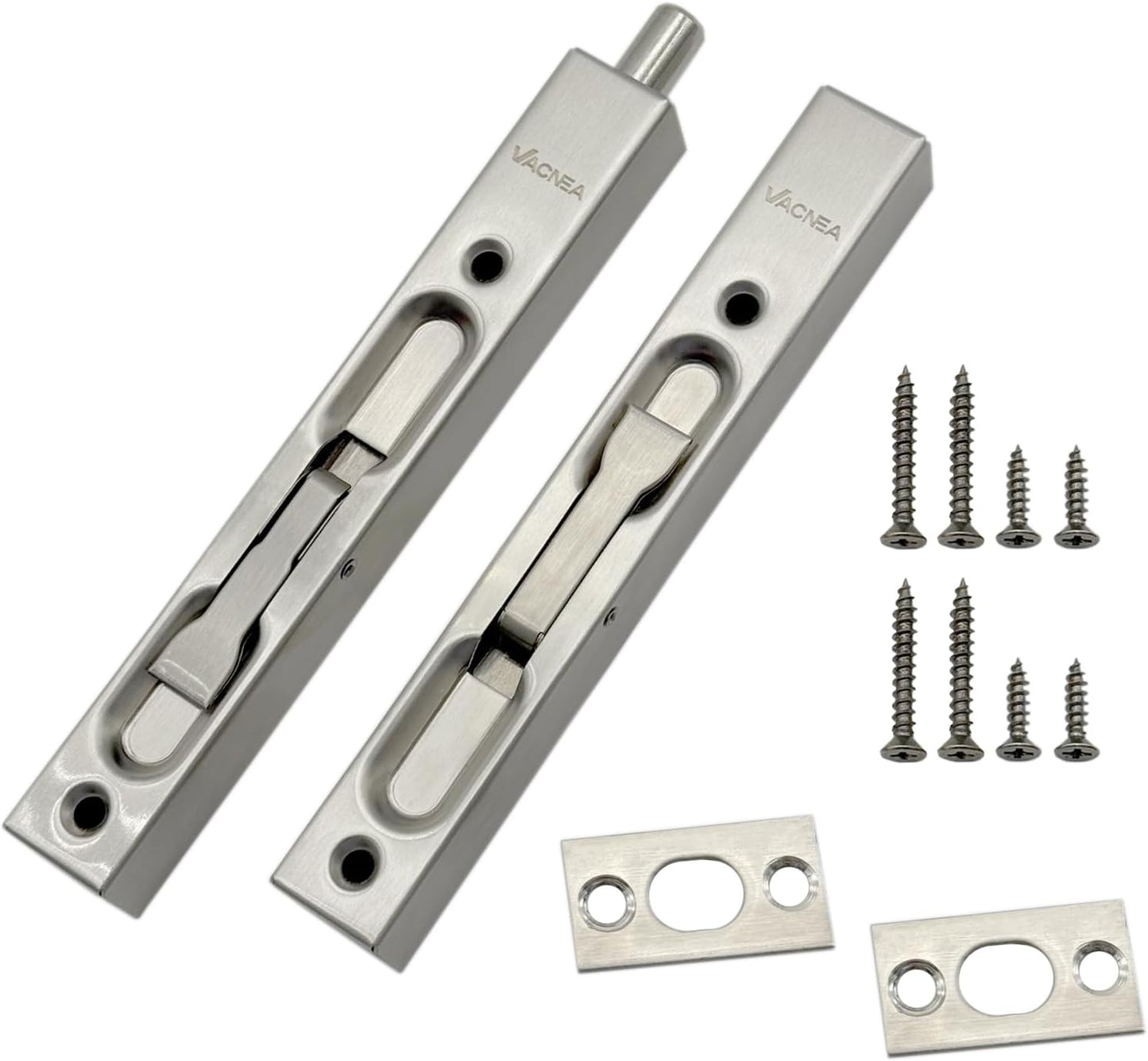 Pack 2 Pernos Puerta 6pulg Acero Inox Níquel Satinado