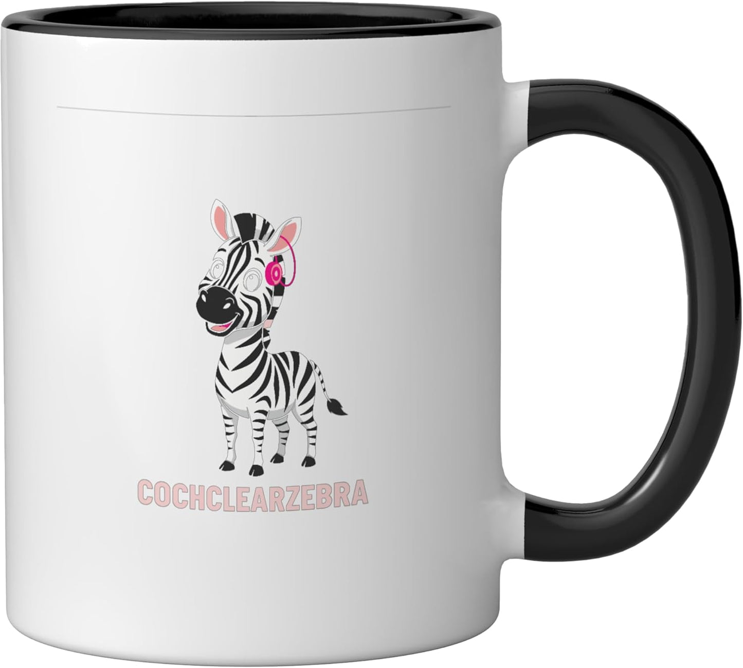 Taza Cerámica Estilo Zebra con Auriculares Rosa